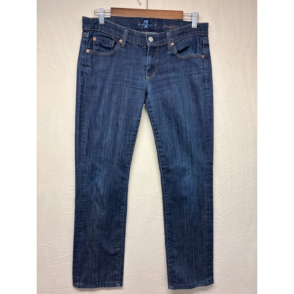 7 for All Mankind Straight Leg Jeans Womens Blue Denim Stretch 5-Pockets 28 Nice